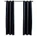 Tende oscuranti con anelli 2 pz Nero 97x213 cm Tessuto - Foto miniatura 5