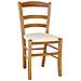 Sedia Paesana In Legno Noce Chiaro Con Seduta Imbottita In Similpelle Beige - Foto miniatura 1