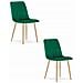 Sedia JEWA - Velluto verde scuro con gambe color legno x 2 - Foto miniatura 1