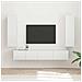 Set mobile TV 3 pcs Bianco Lucido Legno multistrato - Foto miniatura 2