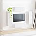 Set mobile TV 3 pcs Bianco Lucido Legno multistrato - Foto miniatura 4