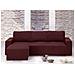 Copridivano Con Penisola Chaise Longue Tinta Unita Bordeaux Mod Capri Sinistra Bordeaux - Foto miniatura 4