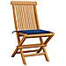Sedie da Giardino con Cuscini Blu Reale 4 pz Massello di Teak - Foto miniatura 3