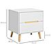 Comodino Moderno Con 2 Cassetti In Truciolato E Gambe In Legno Di Pino, 50lx40px50.5a Cm, Bianco - Foto miniatura 2