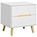 Comodino Moderno Con 2 Cassetti In Truciolato E Gambe In Legno Di Pino, 50lx40px50.5a Cm, Bianco - Foto miniatura 1