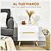 Comodino Moderno Con 2 Cassetti In Truciolato E Gambe In Legno Di Pino, 50lx40px50.5a Cm, Bianco - Foto miniatura 6