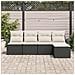 Set di divani da giardino  5 pezzi con cuscini in polyrattan nero, Divano da giardino 2 posti  con spazio di stoccaggio e cuscini in polyrattan nero - Foto miniatura 3