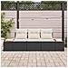 Set di divani da giardino da 3 pezzi con cuscini Nero Polyrattan Acacia - Foto miniatura 3