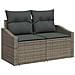 Set di divano da giardino in 6 pezzi con cuscini Grigio Rattan plastico Acacia - Foto miniatura 4