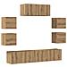 Set Mobile TV 7 pz Montato a Parete Rovere in Legno Multistrato - Foto miniatura 1