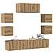 Set Mobile TV 7 pz Montato a Parete Rovere in Legno Multistrato - Foto miniatura 2