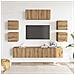 Set Mobile TV 7 pz Montato a Parete Rovere in Legno Multistrato - Foto miniatura 3