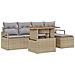 Set di divani da giardino 6 pezzi con cuscini beige polirattan acacia, Divano da giardino 2 posti con cuscini beige polirattan - Foto miniatura 1
