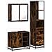 Set Mobili da Bagno 3 pz Rovere Fumo in Legno Multistrato - Foto miniatura 1