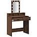Tavolo da Toeletta con Luci a LED Marrone Rovere 79x41x140 cm - Foto miniatura 4
