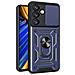 Custodia Hybrid Armor Camshield Con Protezione Per La Fotocamera E Anello Metallico Per Samsung Galaxy S25 - Blu - Foto miniatura 1