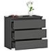 Comodino CL3, 3 cassetti, 60x35x57 cm, Colore Grigio Grafite - Foto miniatura 2