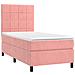 Letto A Molle Con Materasso E Led Rosa 100x200 Cm In Velluto - Foto miniatura 2