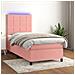 Letto A Molle Con Materasso E Led Rosa 100x200 Cm In Velluto - Foto miniatura 8