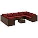 Set Divani Da Giardino 10 Pz Con Cuscini In Polyrattan Marrone - Foto miniatura 2