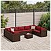Set Divani Da Giardino 10 Pz Con Cuscini In Polyrattan Marrone - Foto miniatura 1