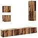 Set Mobile Tv 5 Pz Montato A Parete Legno Antico In Truciolato - Foto miniatura 2