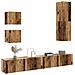Set Mobile Tv 5 Pz Montato A Parete Legno Antico In Truciolato - Foto miniatura 1