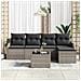 Set di divani da giardino  5 pezzi con cuscini in rattan nero, Divano da giardino  2 posti con storage e cuscini in rattan grigio - Foto miniatura 9