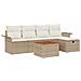 Set divano da giardino 6 pezzi con cuscini Beige in polirattan - Foto miniatura 1