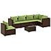 Set Divani da Giardino 7 pz con Cuscini in Polyrattan Marrone - Foto miniatura 1