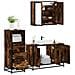 Set Mobili da Bagno 3 pz Rovere Fumo in Legno Multistrato - Foto miniatura 2
