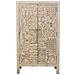 Armadio In Legno Intagliato Artigianalmente A 2 Ante Beige 78x35x140 - Foto miniatura 5