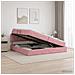 Letto con contenitore LED e materasso Rosa 200 x 200 cm Velluto - Foto miniatura 4