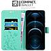 Custodia Compatibile Con Apple Iphone 13 Pro Max In Turchese Fiore - Coperchio Protettivo In Design Floreale Con Chiusura Magnetica, Funzione Stand E Slot Per Carte - Foto miniatura 3