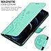 Custodia Compatibile Con Apple Iphone 13 Pro Max In Turchese Fiore - Coperchio Protettivo In Design Floreale Con Chiusura Magnetica, Funzione Stand E Slot Per Carte - Foto miniatura 5