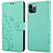Custodia Compatibile Con Apple Iphone 13 Pro Max In Turchese Fiore - Coperchio Protettivo In Design Floreale Con Chiusura Magnetica, Funzione Stand E Slot Per Carte - Foto miniatura 8