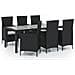 Set Mobili Da Giardino 7 Pz Con Cuscini In Polyrattan Nero - Foto miniatura 2