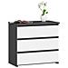 Comodino CL3, 3 cassetti, 60x35x57 cm, Colore Grigio Grafite e Bianco - Foto miniatura 1