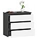 Comodino CL3, 3 cassetti, 60x35x57 cm, Colore Grigio Grafite e Bianco - Foto miniatura 2