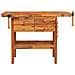 Banco Lavoro Cassetti E Morse 124x52x83cm Legno Massello Acacia - Foto miniatura 8