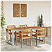 Tavolo da pranzo da esterno  Grigio 200x90x75 cm Acciaio e Legno Massello di Acacia - Foto miniatura 4