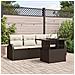 Set di divani da giardino  5 pezzi con cuscini in rattan poligonale marrone, Divano da giardino  2 posti con spazio di stoccaggio e cuscini in rattan poligonale marrone - Foto miniatura 2