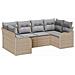 Set divano da giardino 6 pezzi con cuscini beige in polirattan,  Divano da giardino a 2 posti con cuscini beige in polirattan - Foto miniatura 1