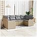 Set divano da giardino 6 pezzi con cuscini beige in polirattan,  Divano da giardino a 2 posti con cuscini beige in polirattan - Foto miniatura 2