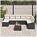 Set Divano da Giardino di 9 Pezzi con Cuscini Nero in Rattan Poliestere e Acacia - Foto miniatura 3