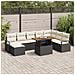 Set di Sofà da Giardino  9 Pezzi con Cuscini Rattan Polirattan Nero Acacia, Sofà da Giardino  2 Posti con Cuscini Rattan Polirattan Nero - Foto miniatura 2