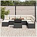 Set di Sofà da Giardino  9 Pezzi con Cuscini Rattan Polirattan Nero Acacia, Sofà da Giardino  2 Posti con Cuscini Rattan Polirattan Nero - Foto miniatura 3