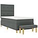 Letto Box Spring con Materasso & Panchina Grigio Scuro 80x200 cm Tessuto - Foto miniatura 8