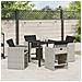 Set da Pranzo per Giardino 5 pcs Grigio chiaro Poly Rattan - Foto miniatura 4
