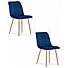 Sedia VALORA JEWA - Moderna in velluto blu navy con gambe color legno x 2 - Foto miniatura 1